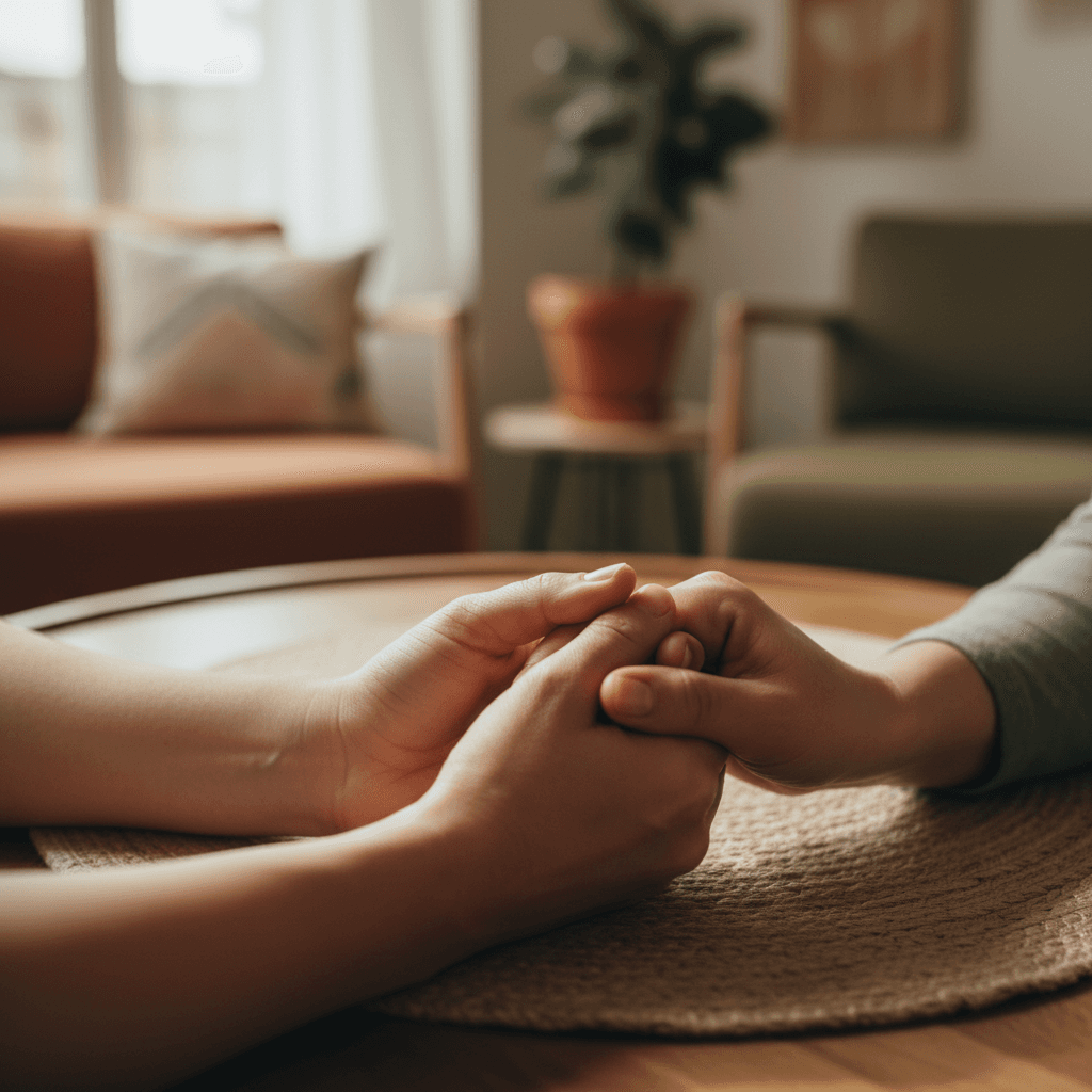 Women in moment of spiritual connection and support